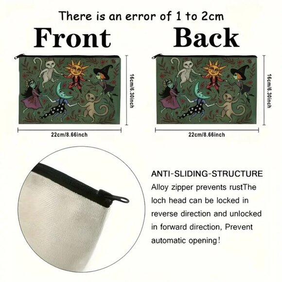 Halloween Gothic Enchanted Forest Witches Makeup Bag - Double-Sided Printed - Picture 2 of 2